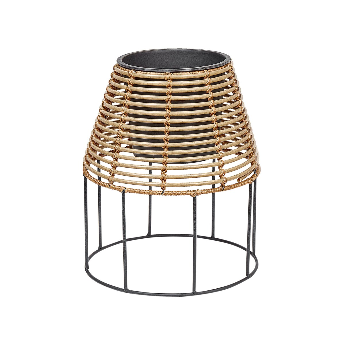 Zestaw 2 doniczek na stojaku z technorattanu brązowy BORAGO