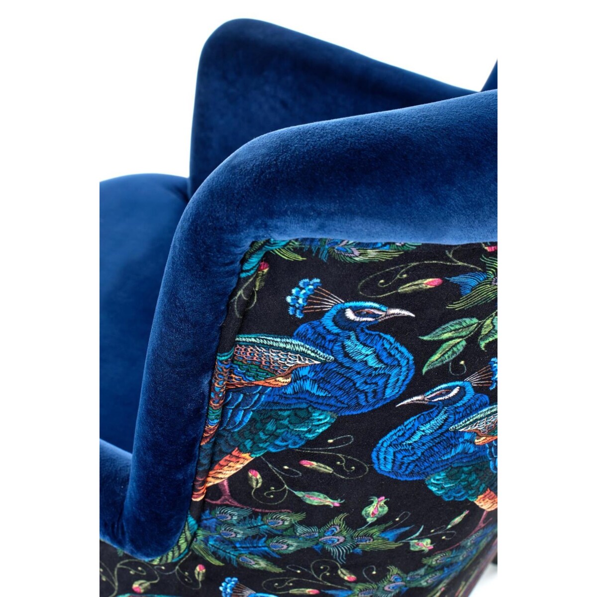 FOTEL WYPOCZYNKOWY Gredos granat WZÓR PTAKA drewniane nogi