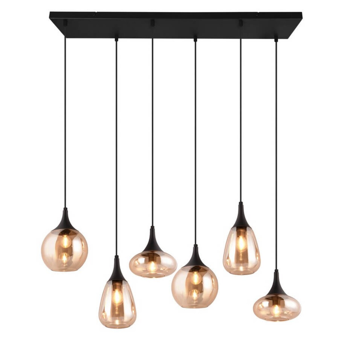 Wielopunktowa lampa zwieszana Lumina 317000613 Trio czarna bursztynowa