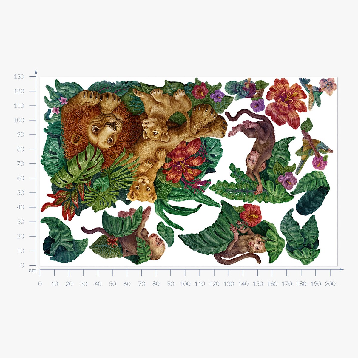 Zestaw naklejek na ścianę, Tropikalna dżungla, 130cm