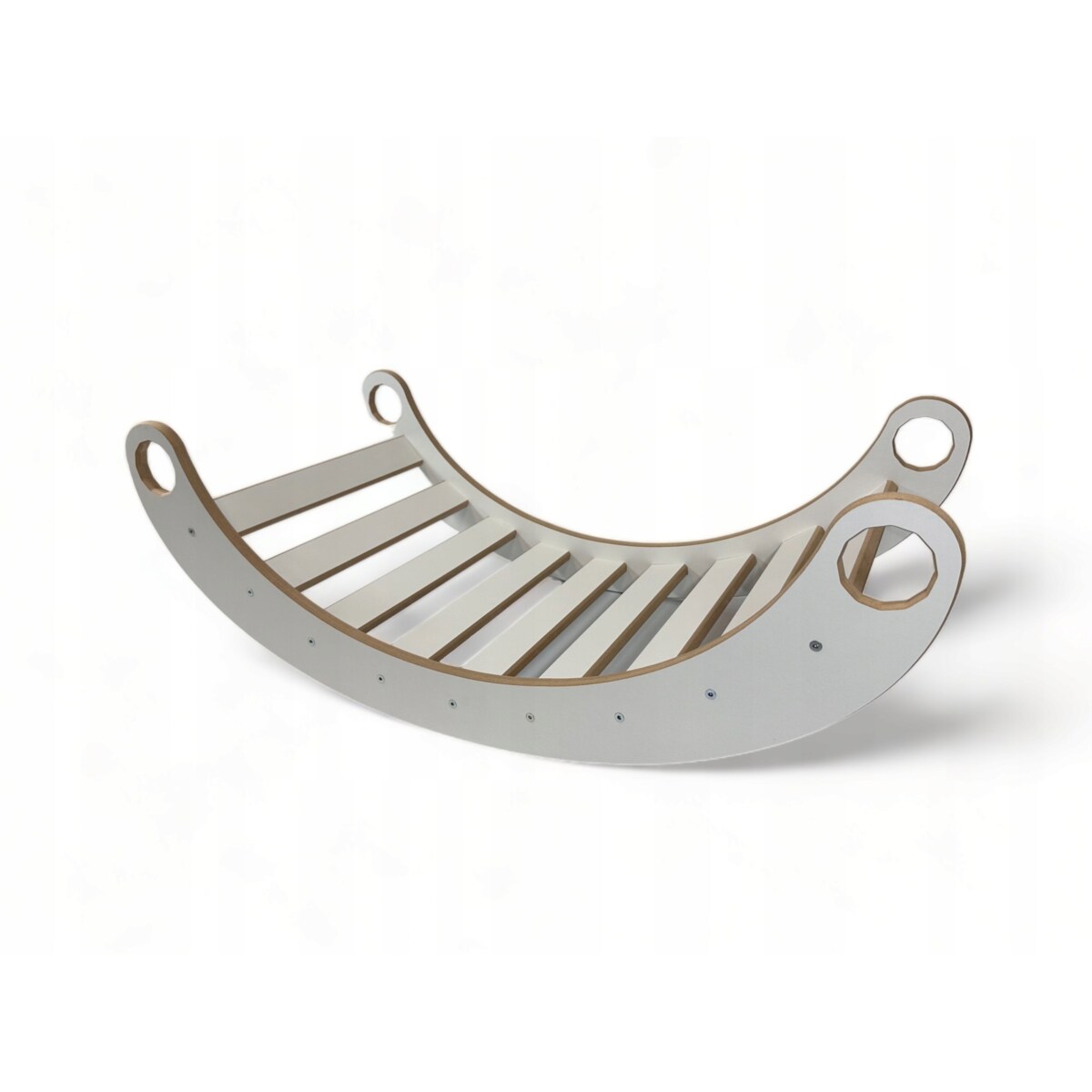 Drewniany Bujak Montessori dla Dziecka Mały + poduszka welurowa Karmel CE