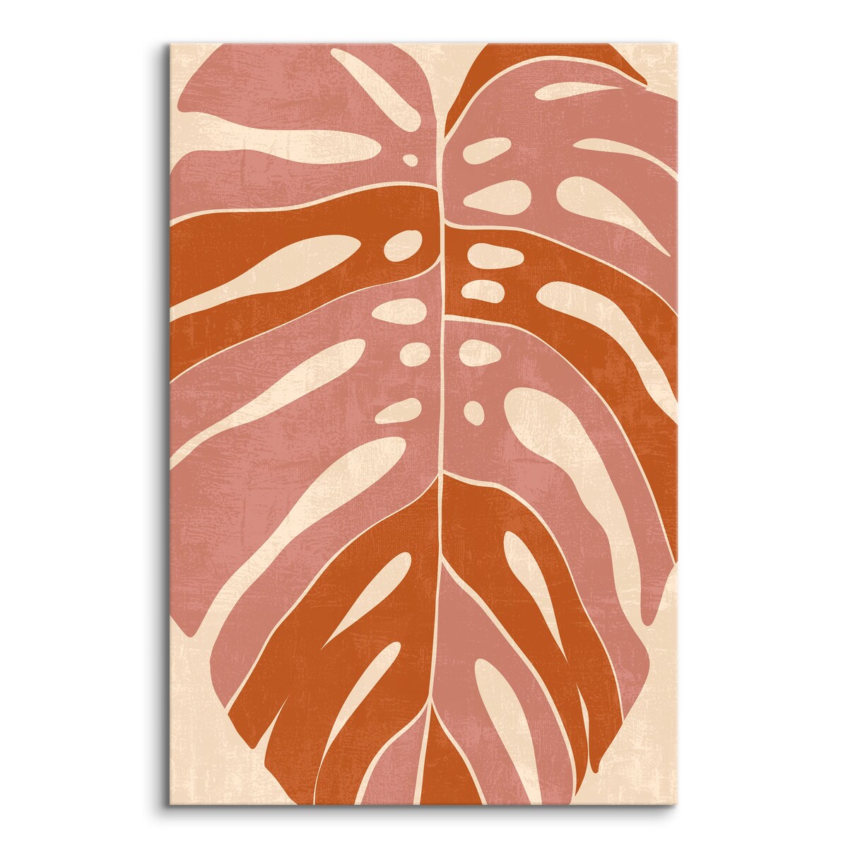 Obraz Pomarańczowo Różowy Liść Monstera 80x120cm