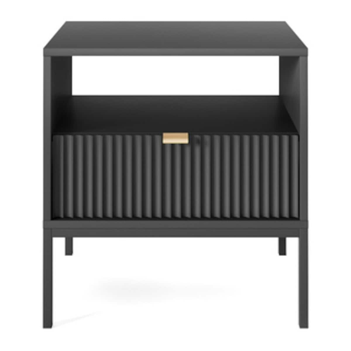 Szafka nocna Delicious ryflowana czarna