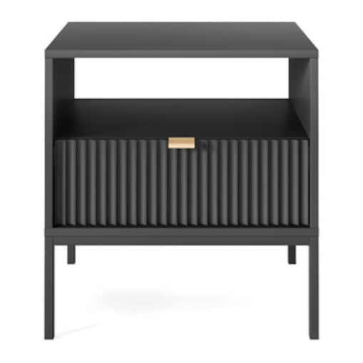 Szafka nocna Delicious ryflowana czarna