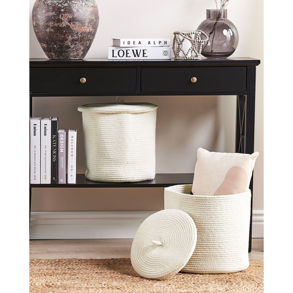 Zestaw 2 koszy bawełnianych złamana biel SILOPI