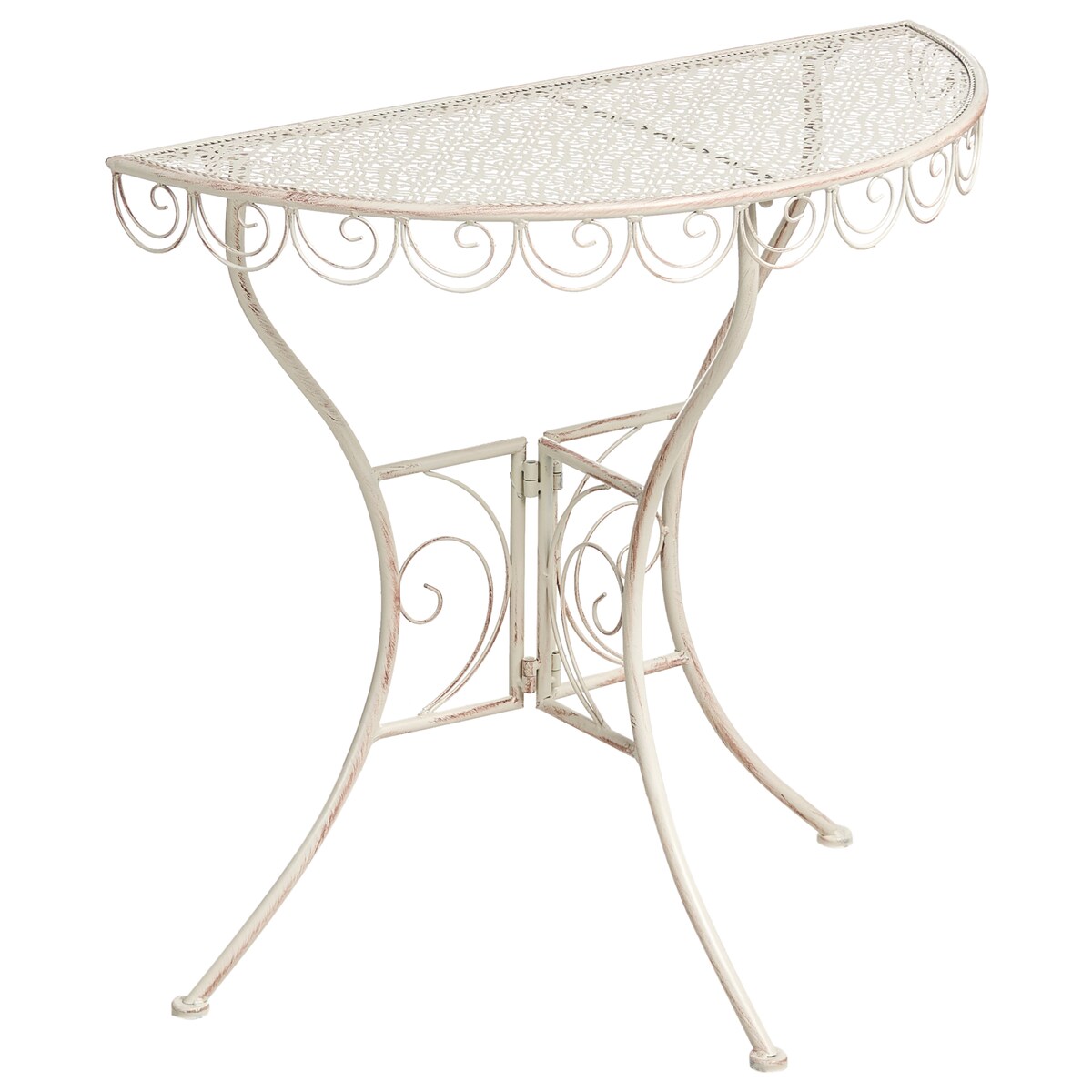 Stolik bistro JUINA 80 cm 36 cm Metal Jasnobeżowy