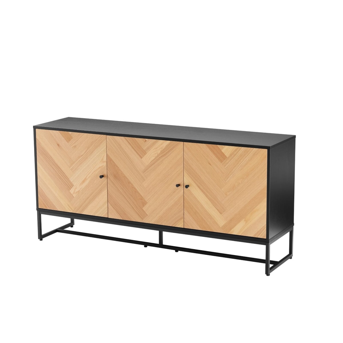 KOMODA Clar Z 3 SZAFKAMI w jodełkę dębowa czarna