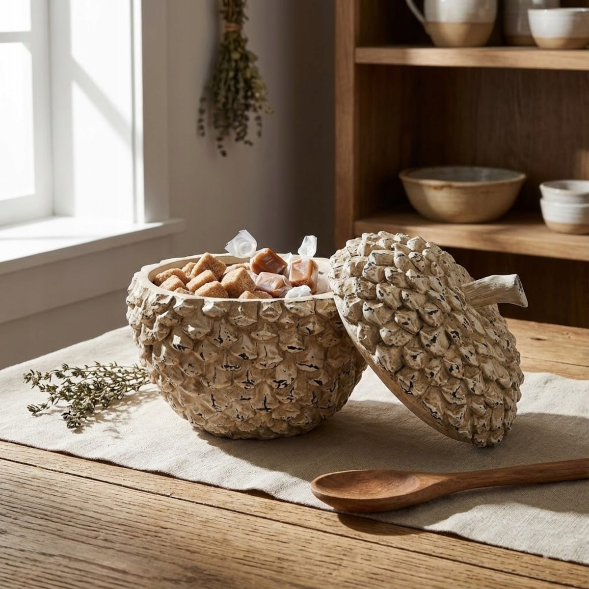 PUDEŁKO POJEMNIK SZYSZKA NA DROBIAZGI PIENIĄDZE KLUCZE MONETY CUKIERKI 15cm