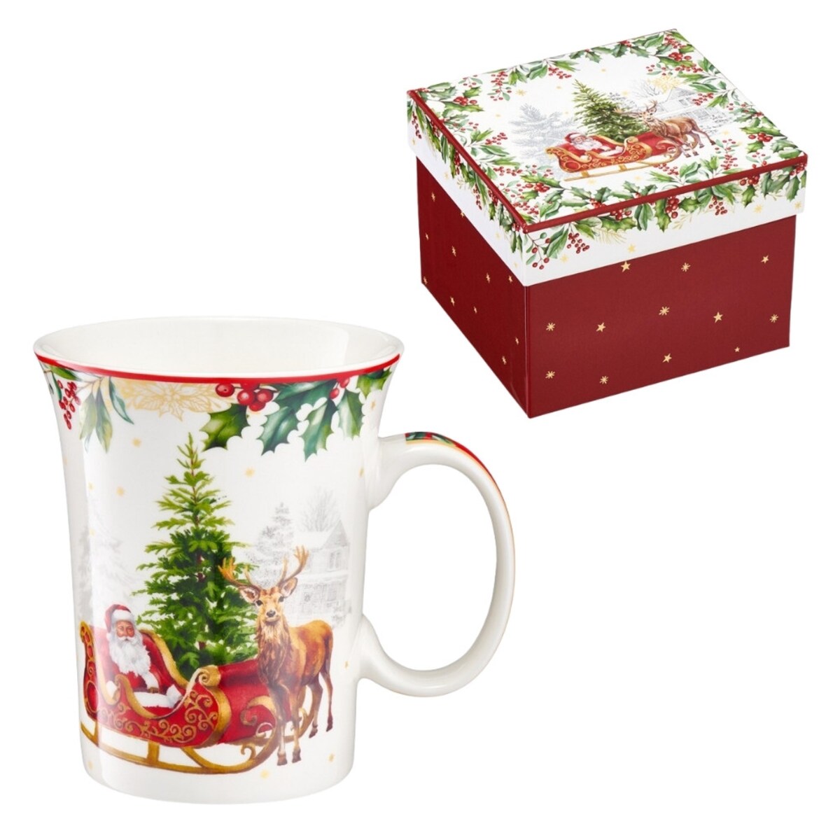 VILLA ITALIA Kubek świąteczny porcelanowy FROZEN NOEL Sanie Mikołaja