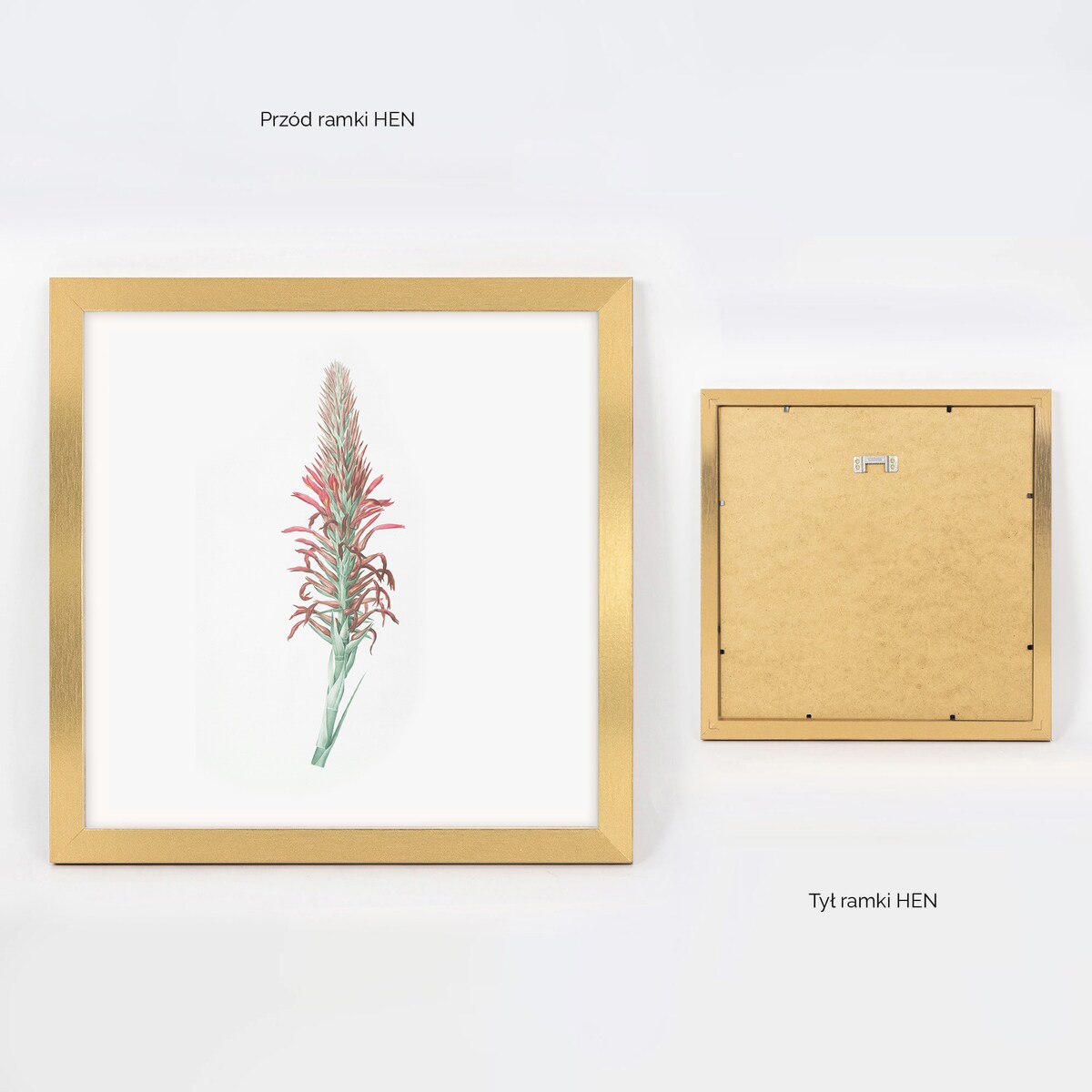 Ramka na zdjęcia 30x30 cm złota rama MDF z plexi do powieszenia pion poziom klasyczna kwadratowa ramka FRAMAI®