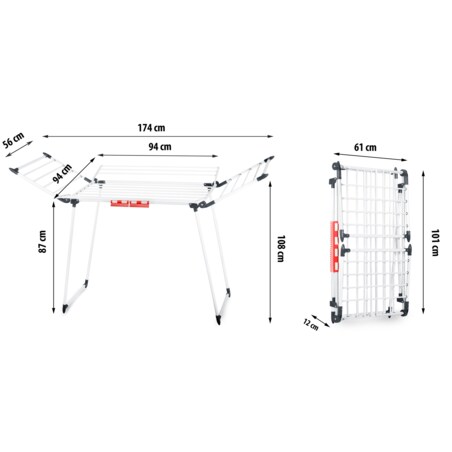 Suszarka na pranie stojąca rozkładana 22m Massido Lina biała