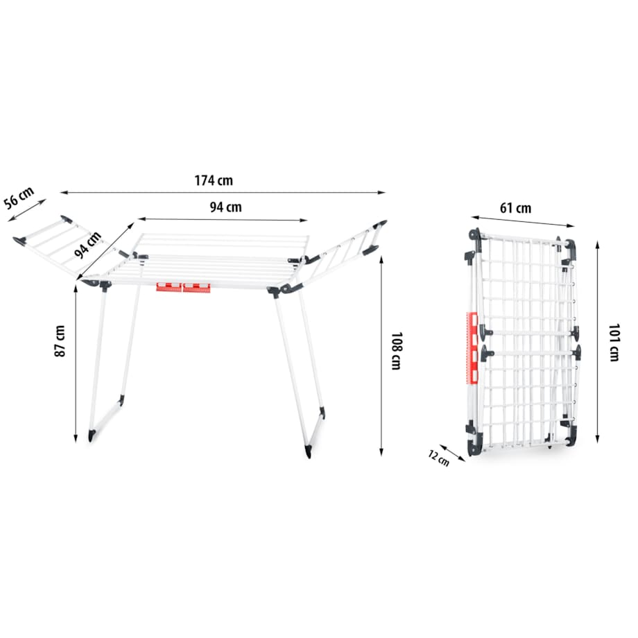 Suszarka na pranie stojąca rozkładana 22m Massido Lina biała