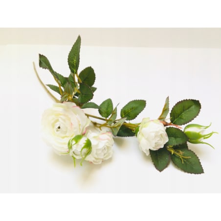 GAŁĄZKA RÓŻA BIAŁA stroika do bukietu sztuczna DEKORACJI pączki liście
