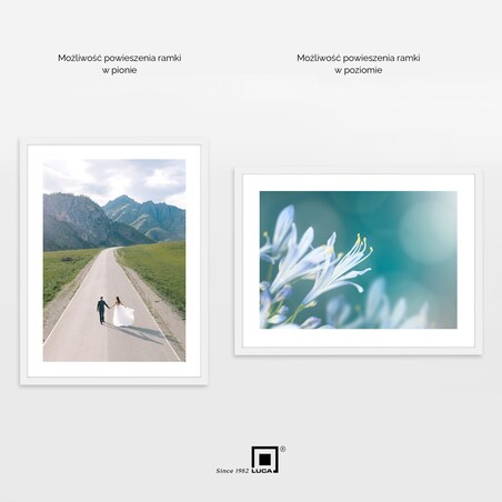 Ramka na zdjęcia 30x40 cm biała rama MDF z plexi wisząca poziom pion klasyczna ramka