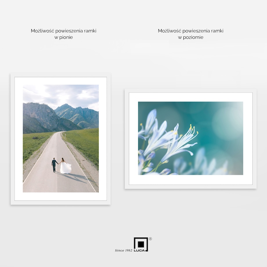 Ramka na zdjęcia 30x40 cm biała rama MDF z plexi wisząca poziom pion klasyczna ramka