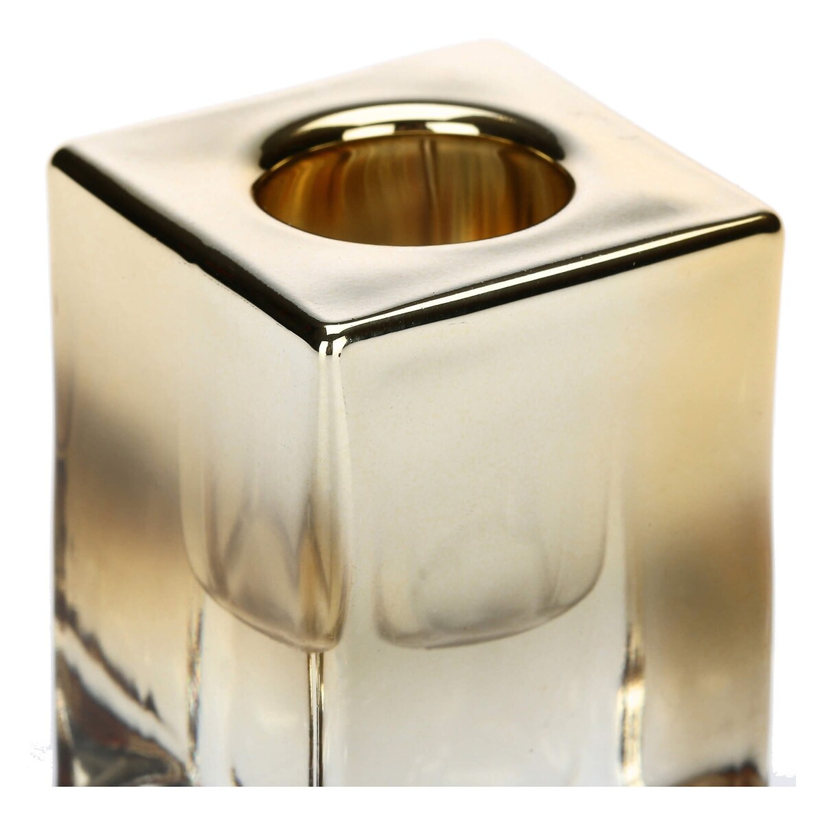 Szklany świecznik ze złotym wykończeniem Ghiacciolino - Złoty, S