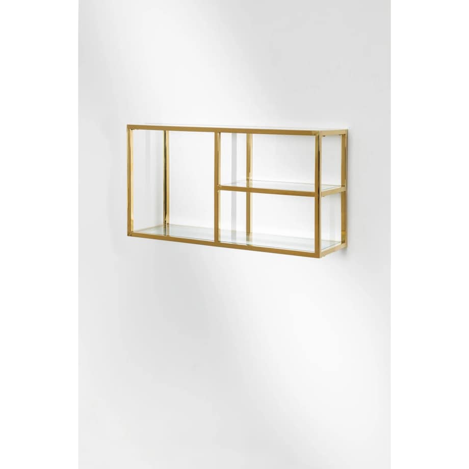 Półka wisząca, szklane półki, błyszczące złoto 90 cm Daiana