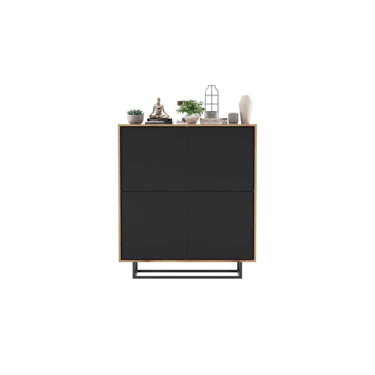 Komoda Loft Szafka RTV Loft Dąb Wotan Czarny MAT 113 cm