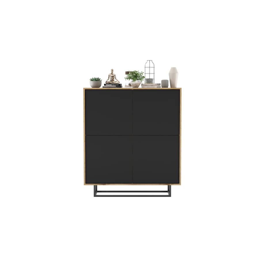 Komoda Loft Szafka RTV Loft Dąb Wotan Czarny MAT 113 cm