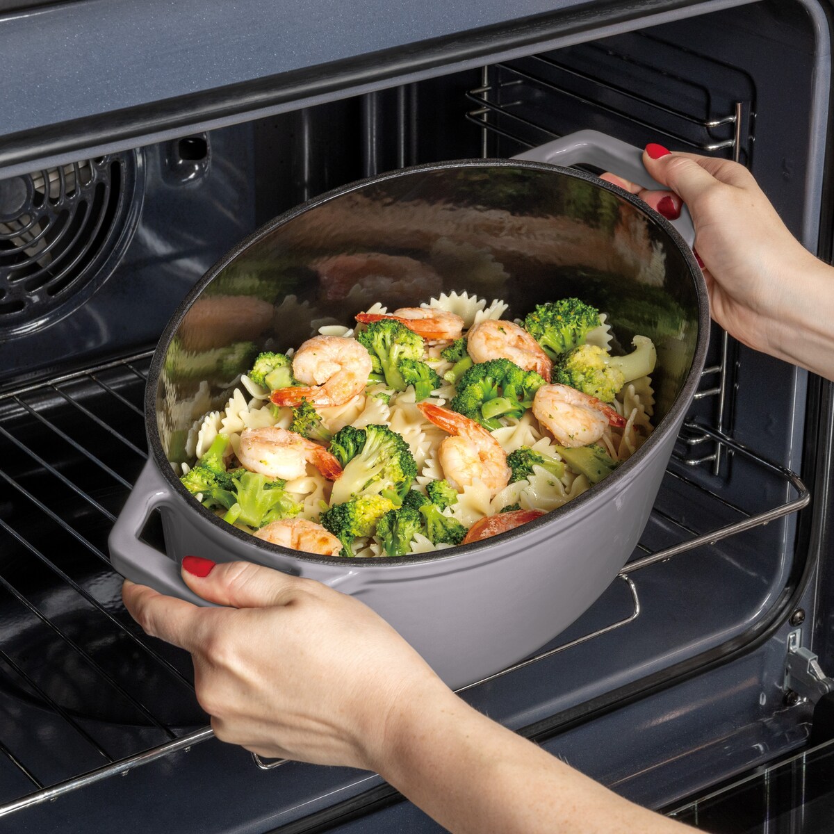 Garnek żeliwny owalny 4,65l z pokrywką 30cm Berlinger Haus Taupe BH-6541