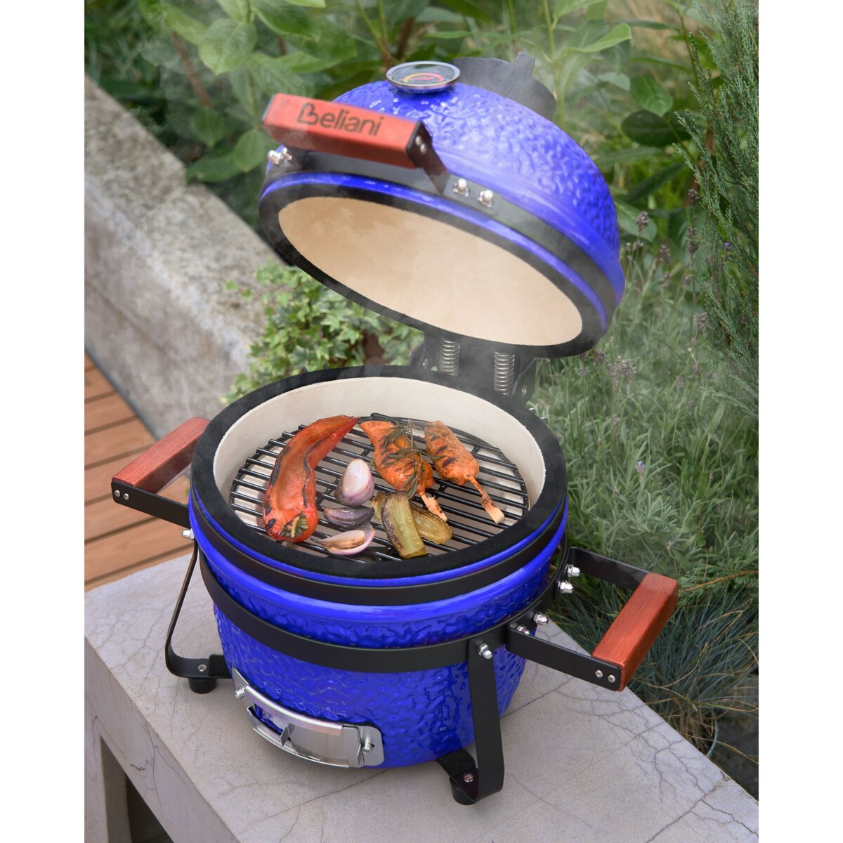 Mini grill węglowy KAMADO Ceramika Niebieski