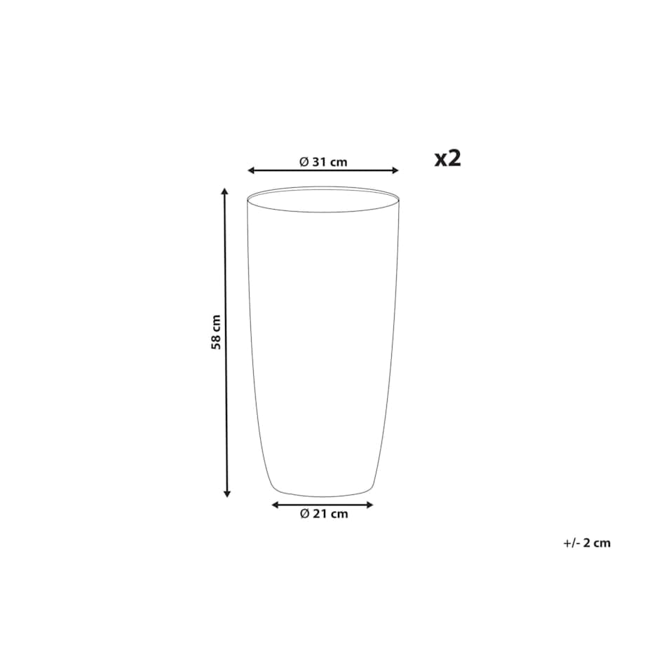 Zestaw 2 doniczek 31 x 31 x 58 cm szary ABDERA