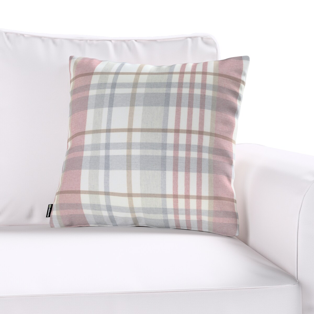 Poszewka Kinga na poduszkę 43x43 kratka czerwono-szary melanż