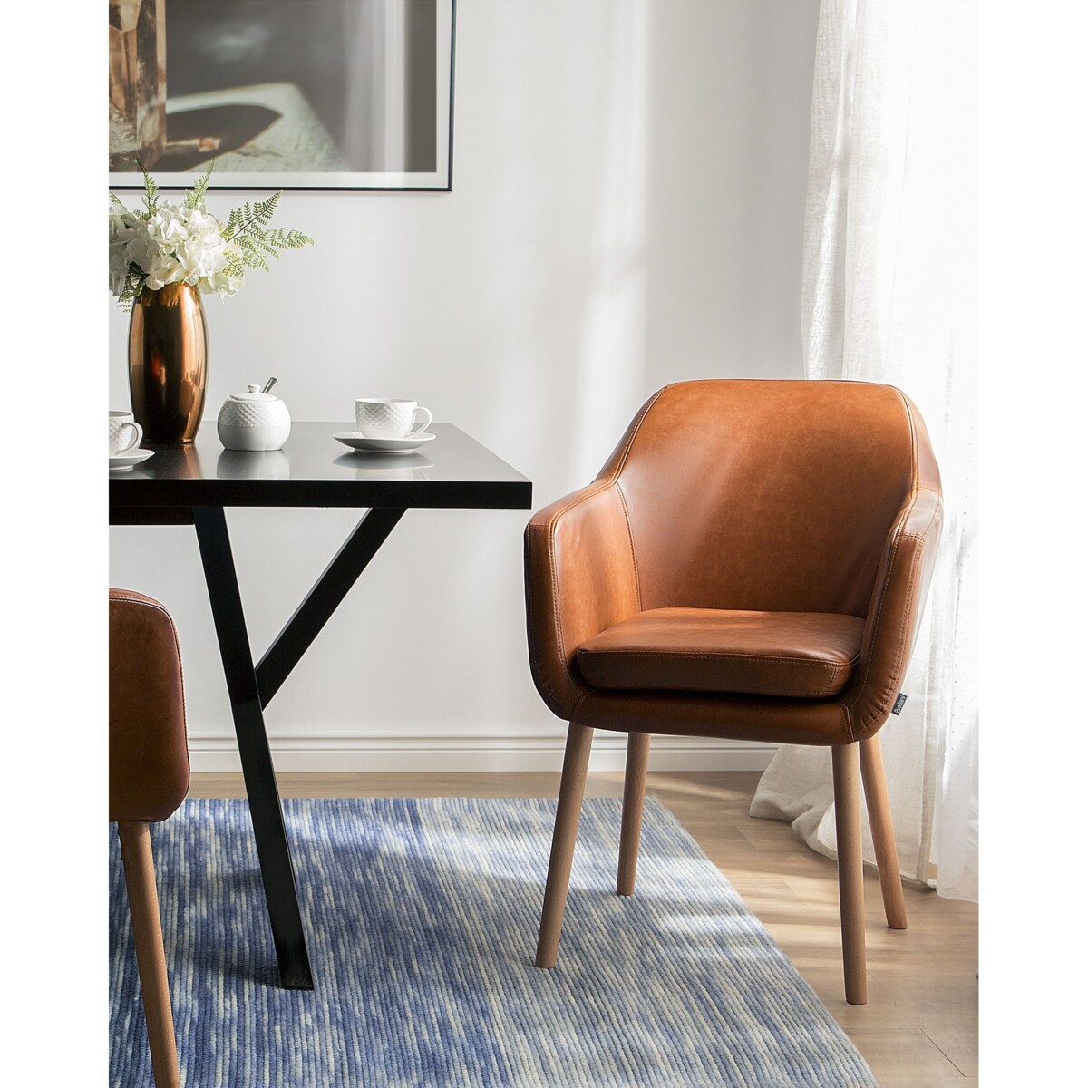 Krzesło do jadalni YORKVILLE Ekoskóra Złoty brąz