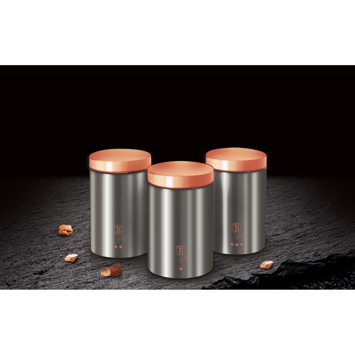 Pojemniki na żywność Zestaw Berlinger Haus BH-6273 Szary miedziany