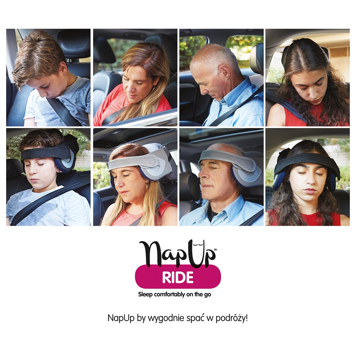 Opaska podtrzymująca głowę podczas podróży NapUp Ride dla młodzieży i dorosłych
