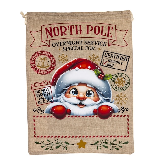 Worek świąteczny na prezenty 65x48,5x1 cm NORTH POLE-2 Mikołaj