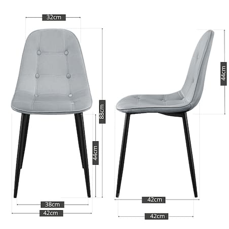 Krzesło tapicerowane welurowe pikowane do salonu jadalni szare z guzikami