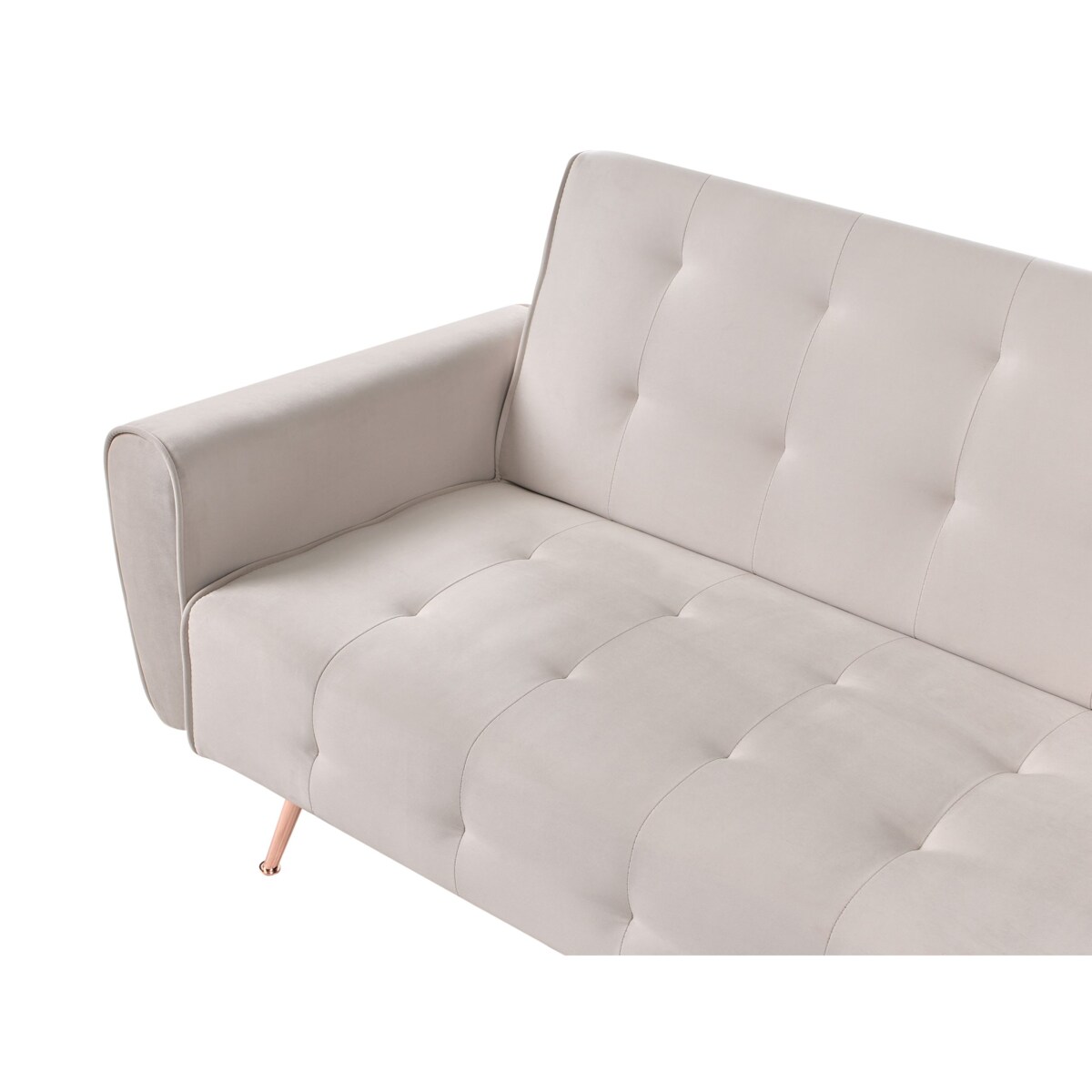 Sofa rozkładana welurowa beżowa SELNES