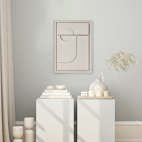 Obraz 3D 35x50cm Geometric II – Dekoracja Ścienna z Tynku Naturalnego, Natural Cream Minimalistyczny Relief
