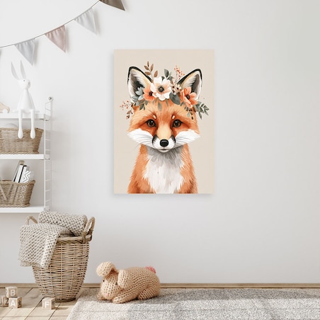Obraz do pokoju dziecięcego salonu, Rudy lisek zwierzęta leśne 20x30 cm