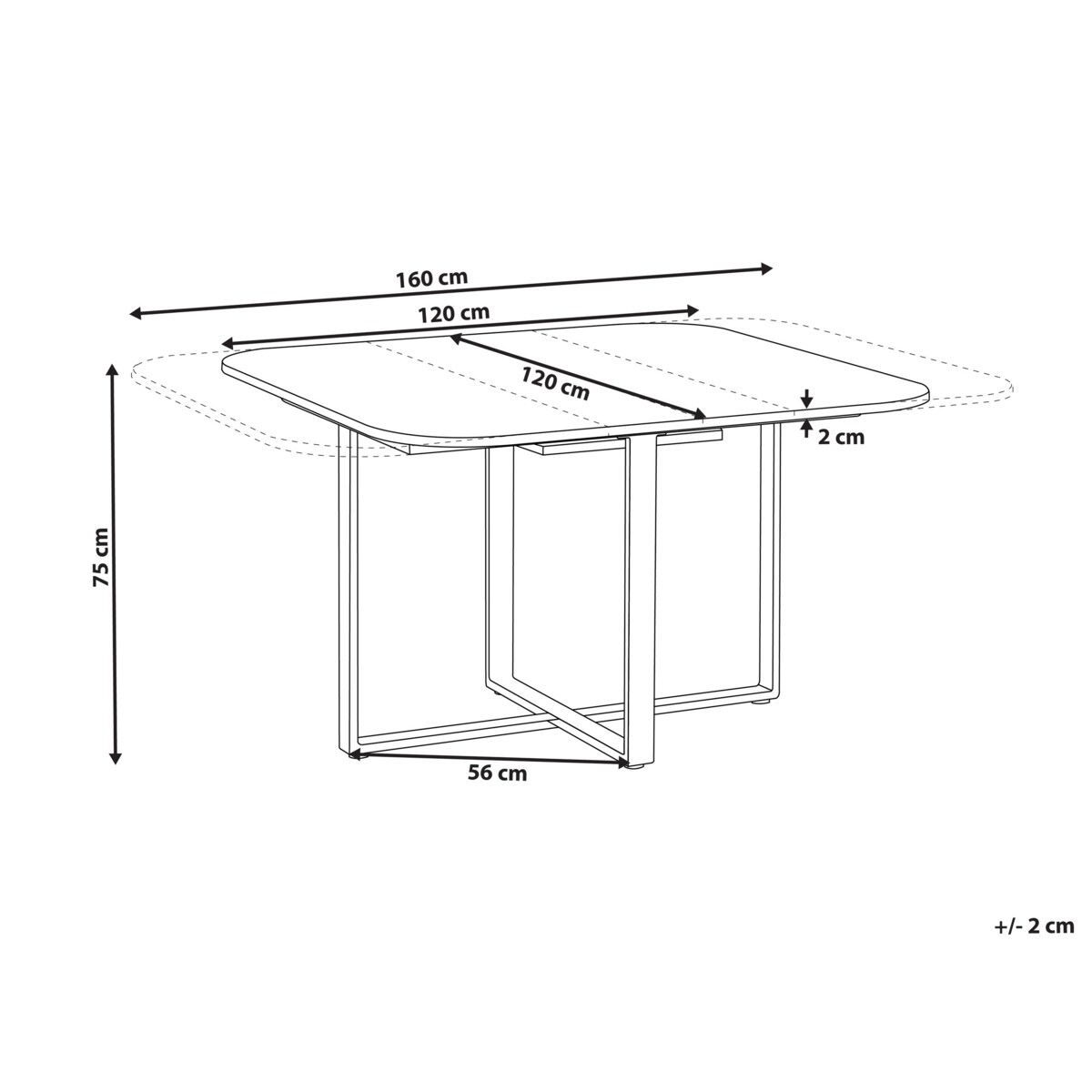 Stół do jadalni rozkładany COOPER Brązowy 120/160 cm 120 cm