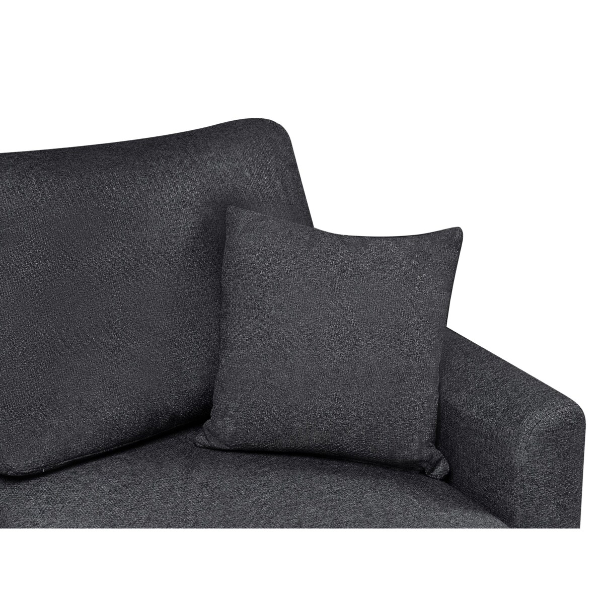 Narożnik rozkładany NASSJO Len syntetyczny Czarny dla 3 osób Lewostronny