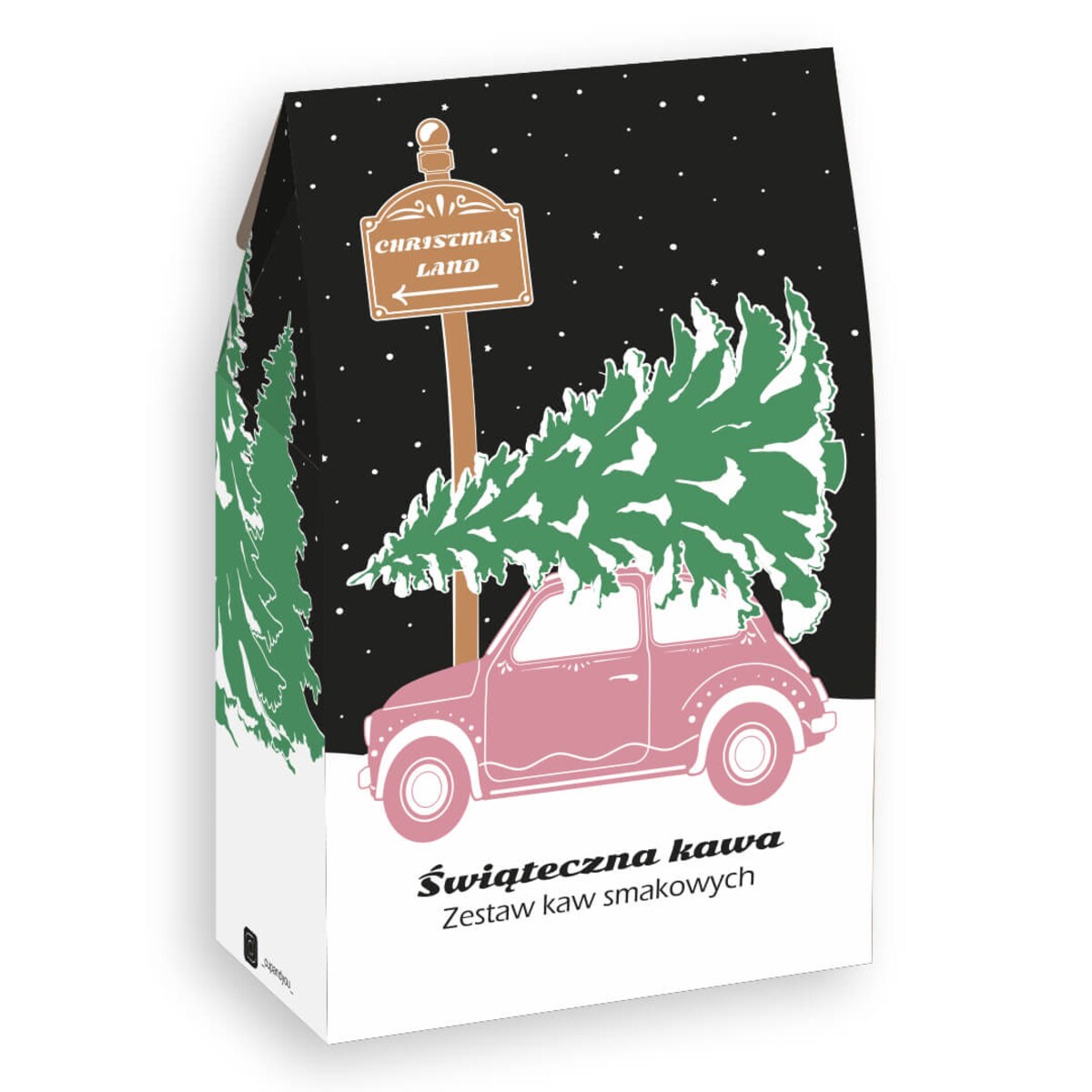 Gotowy zestaw prezentowy „Christmas Land“ kawa smakowa aromatyzowana mix 10 szt. prezent upominek pod choinkę dla kobiety faceta mężczyzny mamy taty chłopaka dziewczyny żony męża