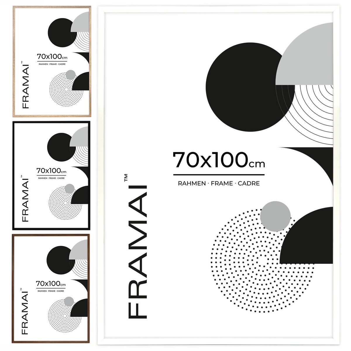 Ramka na zdjęcia 70x100 cm biała rama MDF z plexi do powieszenia pion poziom klasyczna ramka