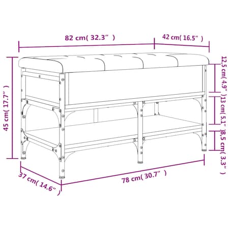vidaXL Ławka na buty, dąb sonoma, 82x42x45 cm, materiał drewnopochodny