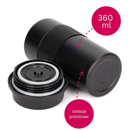 Czarny mały kubek termiczny na kawę 360ml KAMILLE