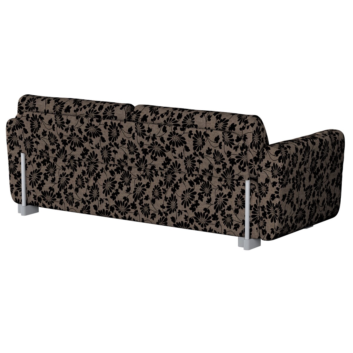 Pokrowiec na sofę 2-osobową Mysinge, czarne kwiaty na brązowym tle, sofa Mysinge 2-os., Living II
