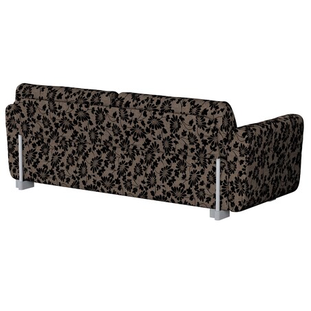 Pokrowiec na sofę 2-osobową Mysinge, czarne kwiaty na brązowym tle, sofa Mysinge 2-os., Living II