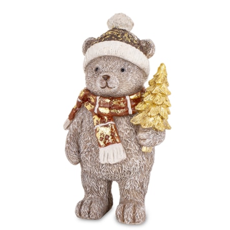 Figurka świąteczna - szary Miś 13,5x7x6 cm CAPELLO z choinką