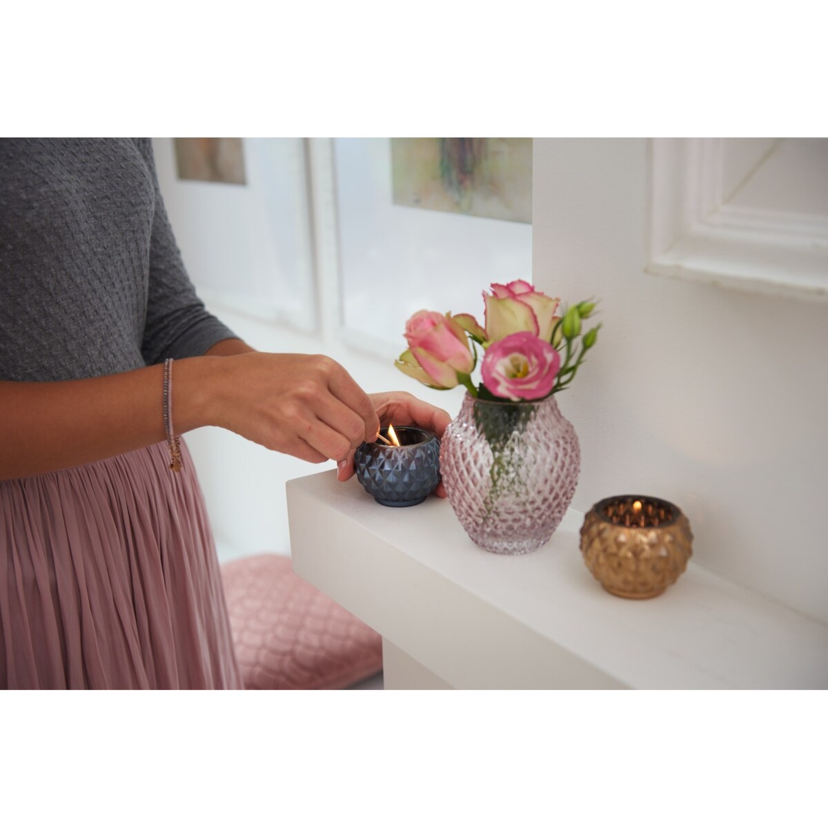 Wazon szklany h 23cm fiolet POESIA - Leonardo