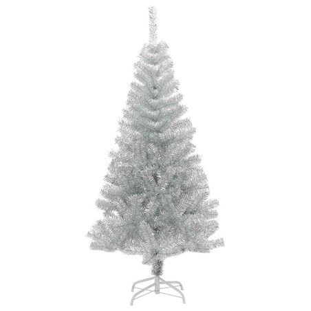 vidaXL Sztuczna choinka ze stojakiem, srebrna, 150 cm, PET