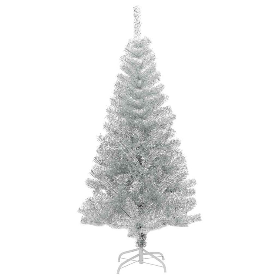 vidaXL Sztuczna choinka ze stojakiem, srebrna, 150 cm, PET