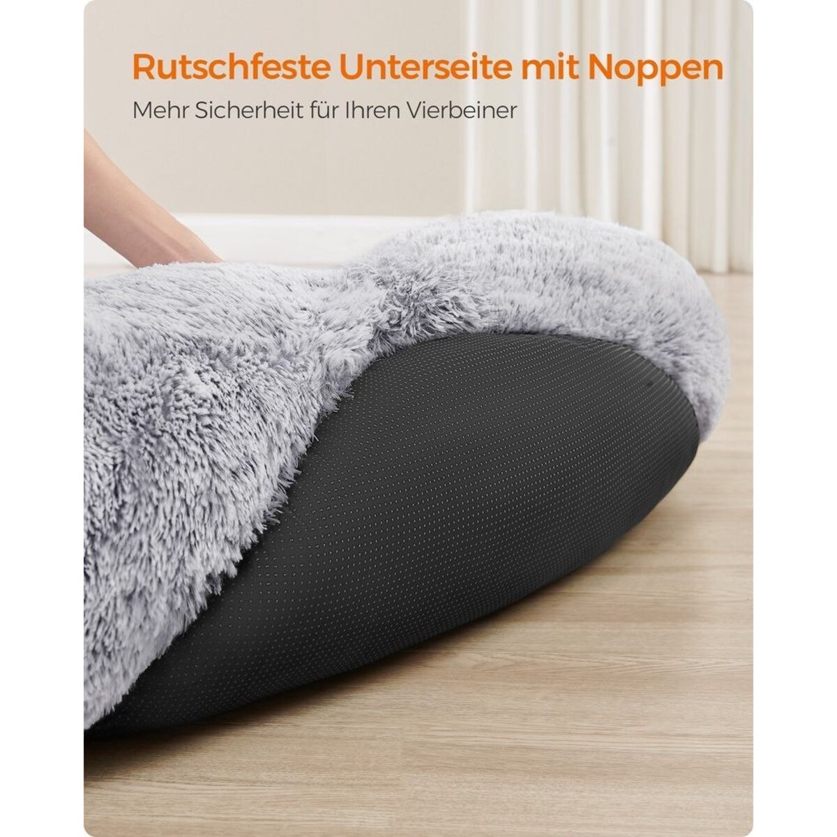 Puszyste legowisko dla psa w kształcie pączka, Ombre szary, Dł. 140 x szer. 140 x wys. 20 cm