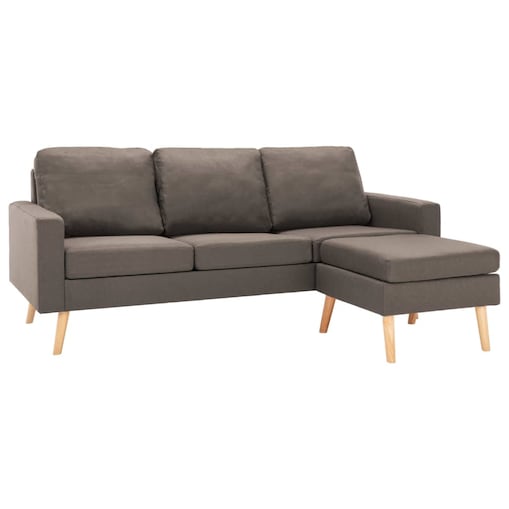 vidaXL 3-osobowa sofa z podnóżkiem, kolor taupe, tapicerowana tkaniną