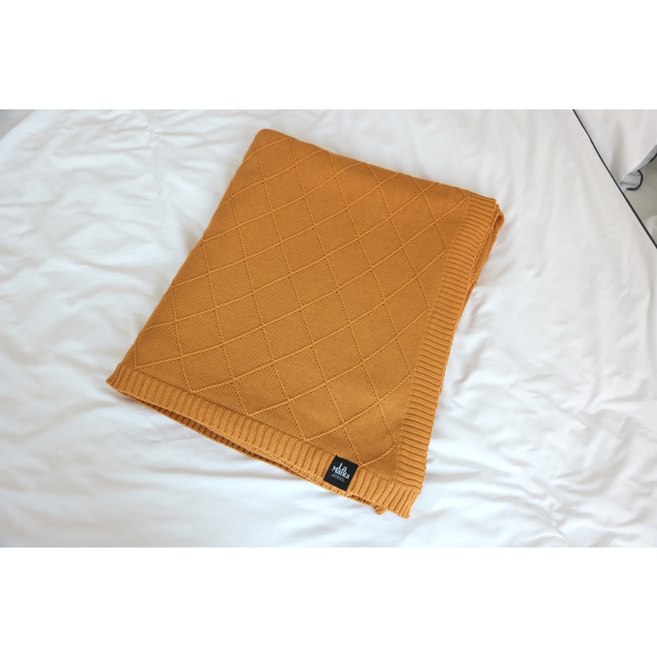 Narzuta romby musztardowa, 220 x 240 cm, La Manta